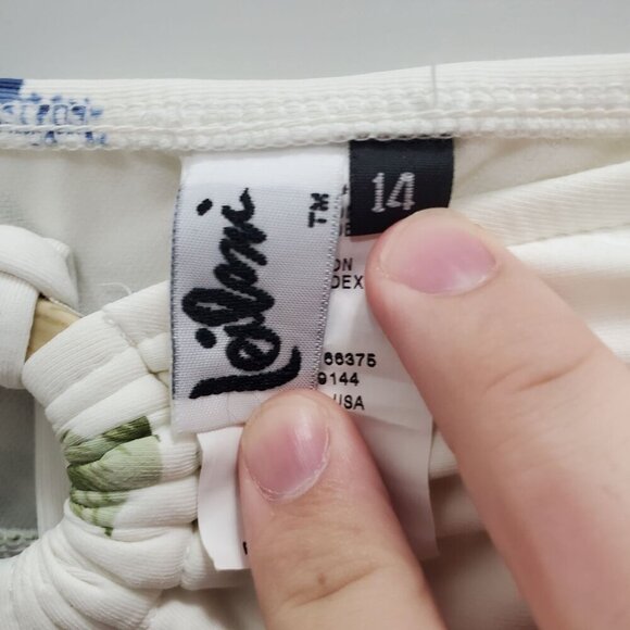 Leilani‎ Woman's Vintage White Blue Tropical Floral Halter Swim Dress Plus Sz 14 - Picture 4 of 6